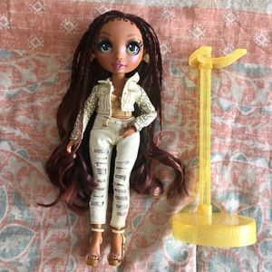 Custom Dyed Brown Hair Rainbow High Sunny Fashion Doll with Stand
